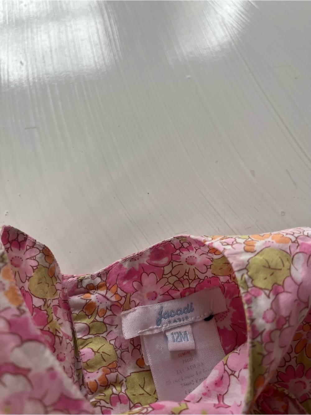 Jacadi Pink Floral Baby Tank Top - 12M - Picture 3 of 4